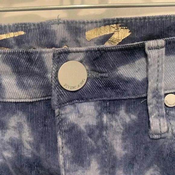 Seven7 Corduroy Ultra HIgh Rise Skinny Pants 12 Tie Dye Ashley Blue Soft Stretch - Picture 2 of 10